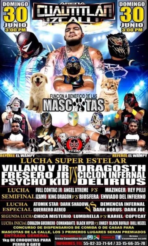 Los eventos de lucha libre que se realizarán del 27 de junio al 3 de julio.