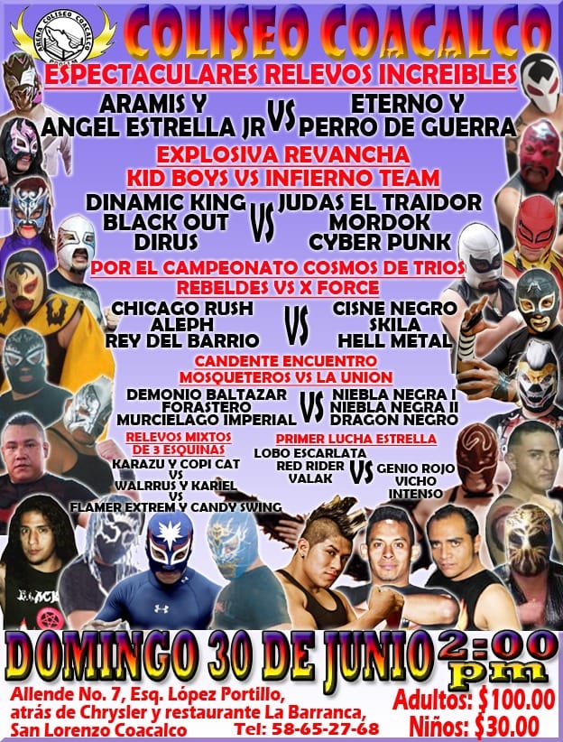 Los eventos de lucha libre que se realizarán del 27 de junio al 3 de julio.