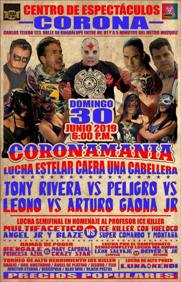 Los eventos de lucha libre que se realizarán del 27 de junio al 3 de julio.