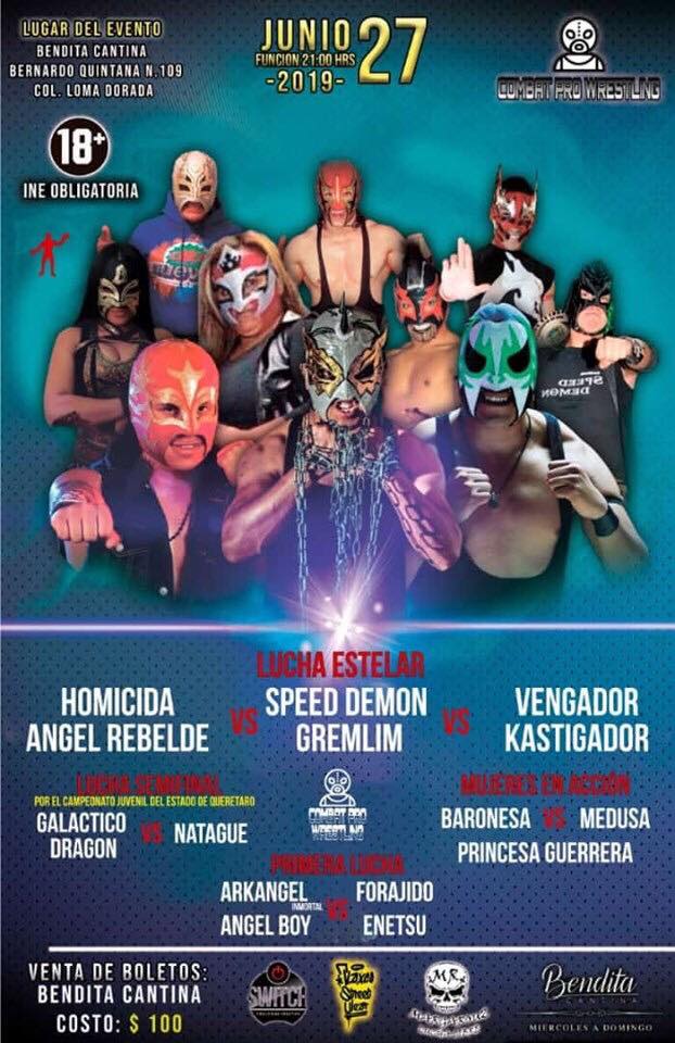 Los eventos de lucha libre que se realizarán del 27 de junio al 3 de julio.