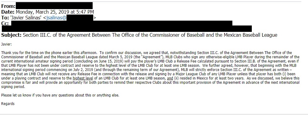 Por error de su presidente LMB no recibirá pago por firma de jugadores