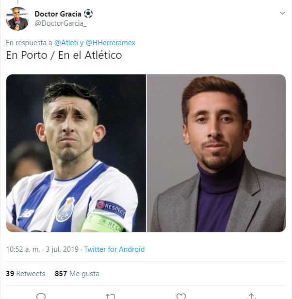 Los mejores memes del fichaje de Héctor Herrera por Atleti. (Foto: Especial)