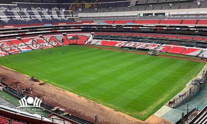 El pasto del Azteca luce espectacular. (Foto: @EstadioAzteca)