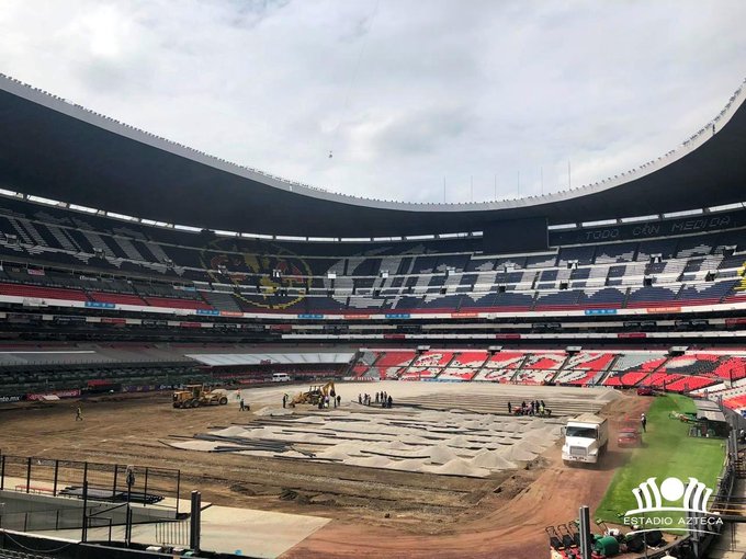 Así se veían las obras desde la parte baja del inmueble. (Foto. @EstadioAzteca)
