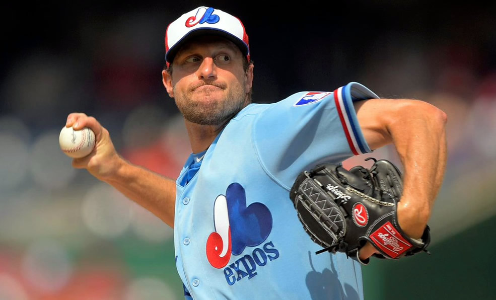 Scherzer lució en su última salida portando el uniforme de los Expos.