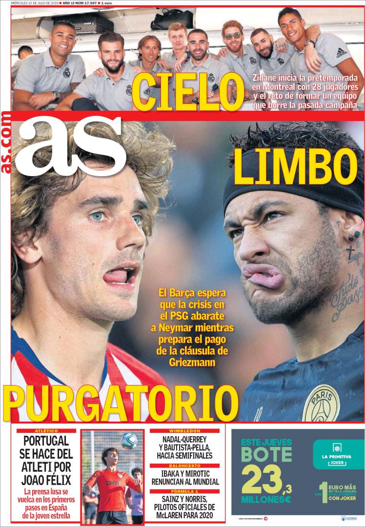Portadas diarios deportivos hoy (10-07-2019) en El Papelón de Mediotiempo