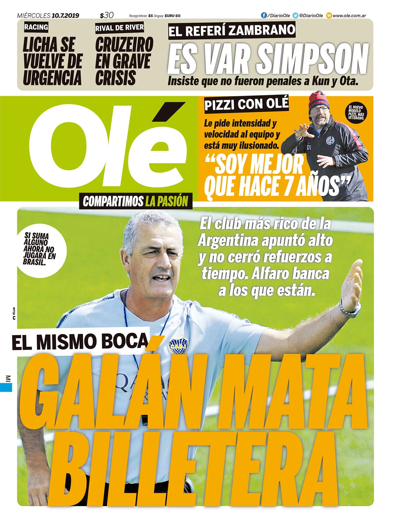 Portadas diarios deportivos hoy (10-07-2019) en El Papelón de Mediotiempo