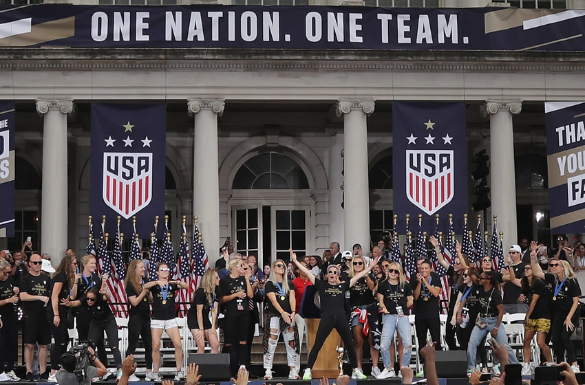La Selección de Estados Unidos celebra en Nueva York. Foto: AFP