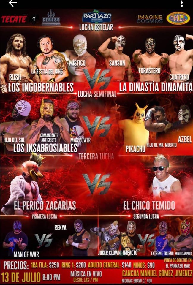 Carteleras de lucha libre del 11 al 16 de julio