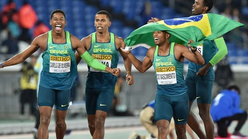 Paulo André Oliveira, Derick Silva, Rodrigo Pereira y Jorge Henrique Costa | Brasil: Campeones mundiales de relevo 4x100