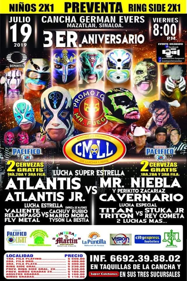 Carteleras de lucha libre del  17 al 23 de julio de 2019