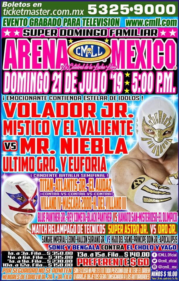 Carteleras de lucha libre del  17 al 23 de julio de 2019