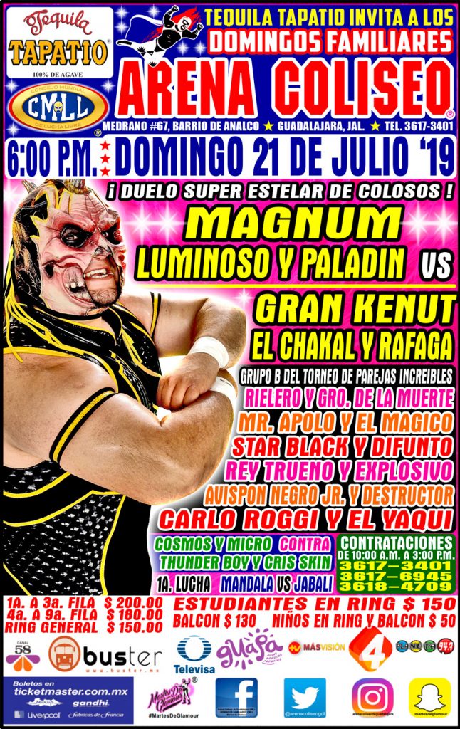 Carteleras de lucha libre del  17 al 23 de julio de 2019
