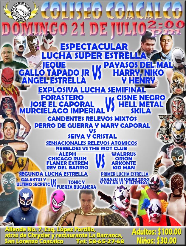 Carteleras de lucha libre del  17 al 23 de julio de 2019