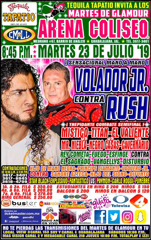 Carteleras de lucha libre del  17 al 23 de julio de 2019