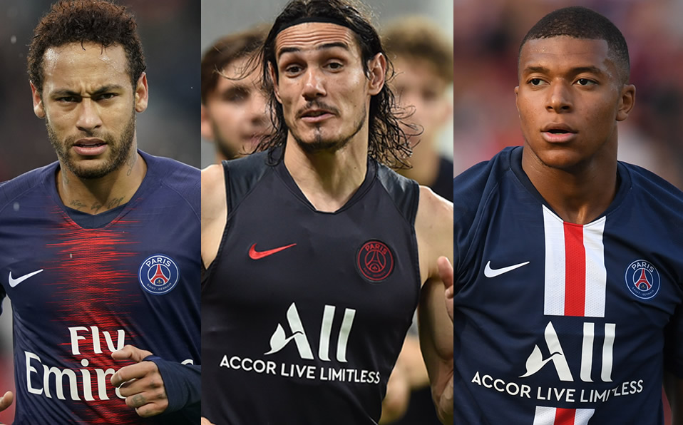 Neymar, Cavani y Mbappé. (Foto: AFP)