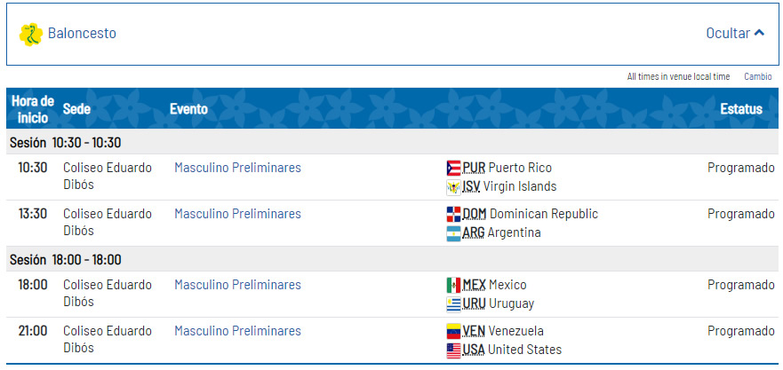 Agenda Juegos Panamericanos Lima 2019 - 1 de agosto de 2019