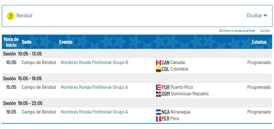 Agenda Juegos Panamericanos Lima 2019 - 1 de agosto de 2019