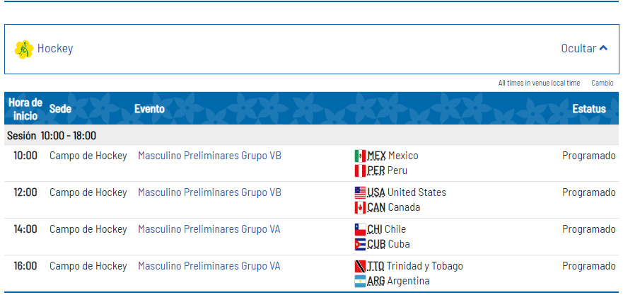Agenda Juegos Panamericanos Lima 2019 - 1 de agosto de 2019