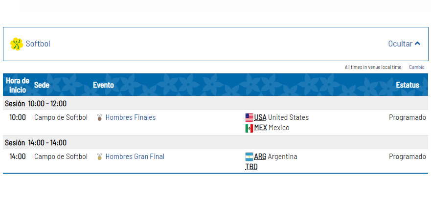 Agenda Juegos Panamericanos Lima 2019 - 1 de agosto de 2019