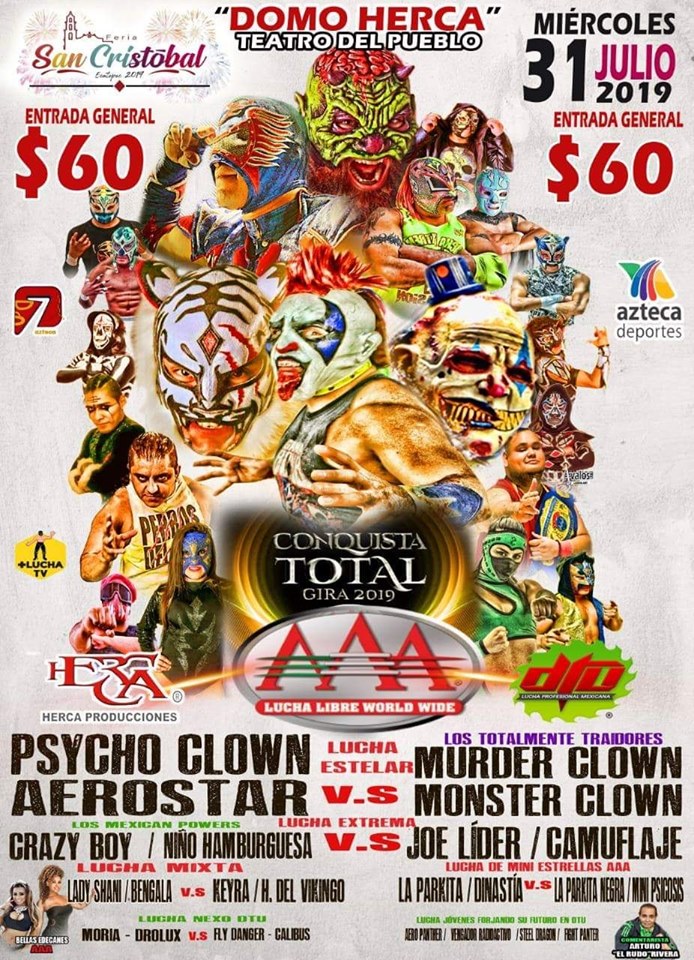 Carteleras de lucha libre del 31 de julio al 6 de agosto