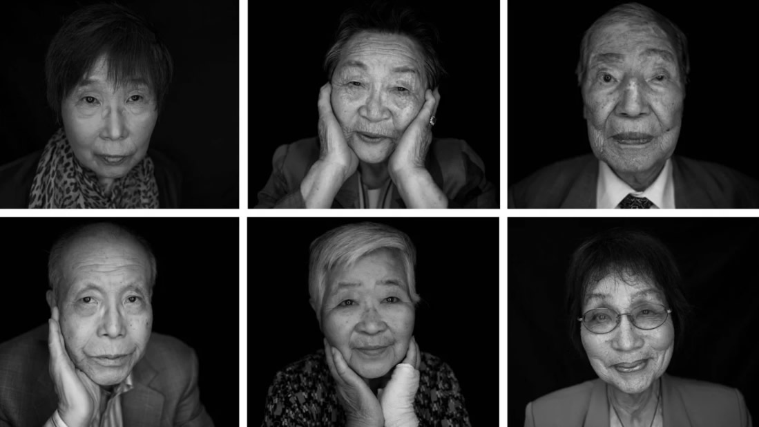 Los sobrevivientes del ataque de 1945, 45 años después.