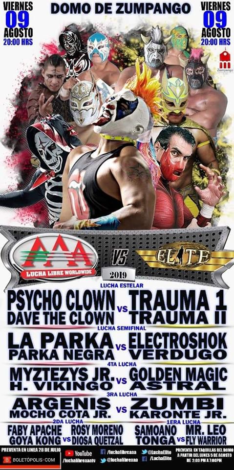 Carteleras de lucha libre del 7 al 14 de agosto de 2019