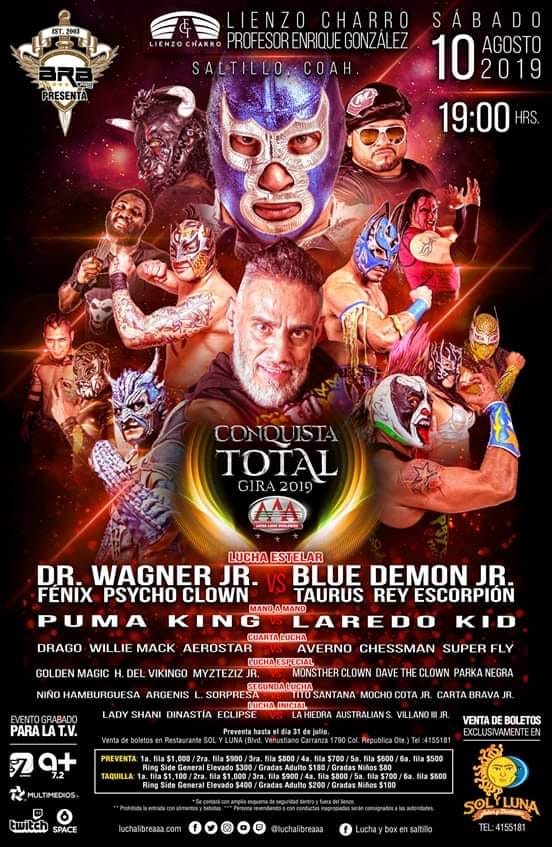 Carteleras de lucha libre del 7 al 14 de agosto de 2019
