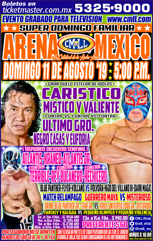 Carteleras de lucha libre del 7 al 14 de agosto de 2019