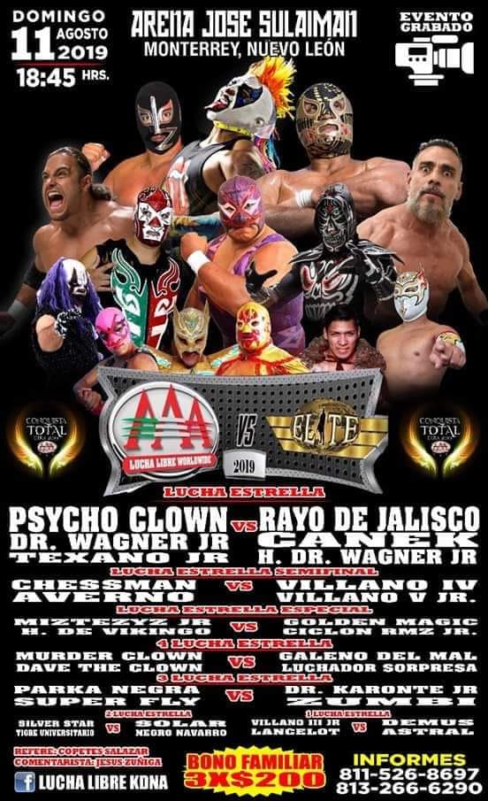 Carteleras de lucha libre del 7 al 14 de agosto de 2019
