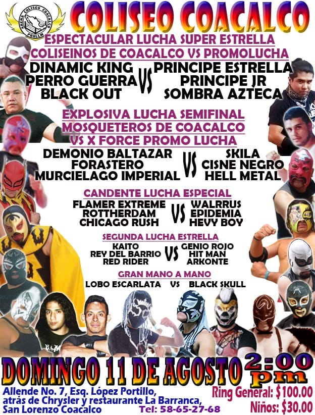 Carteleras de lucha libre del 7 al 14 de agosto de 2019