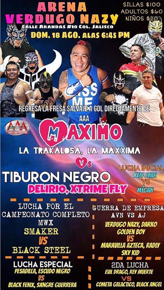 Carteleras de lucha libre del 15 al 21 de agosto de 2019