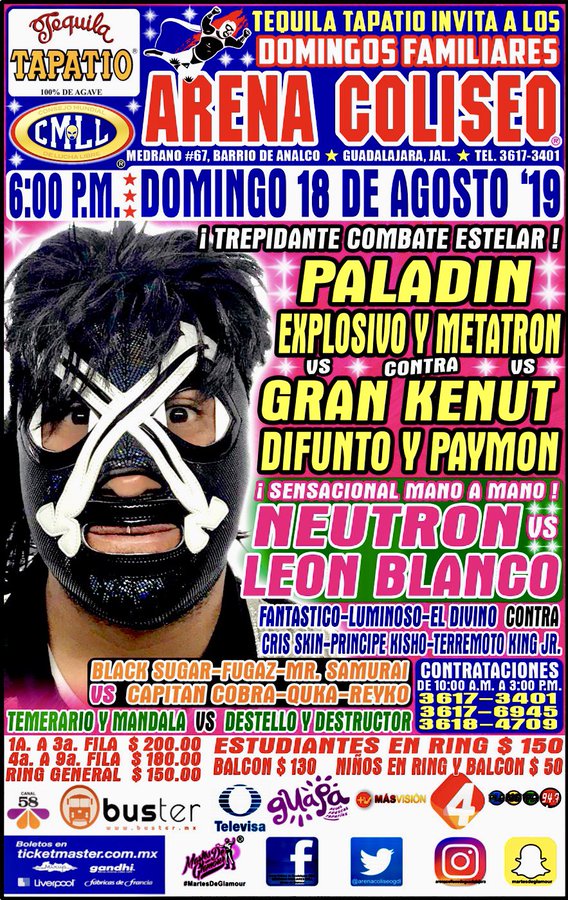 Carteleras de lucha libre del 15 al 21 de agosto de 2019