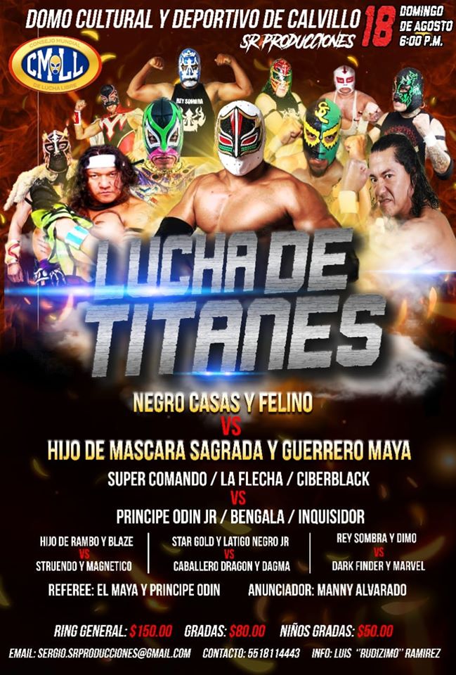 Carteleras de lucha libre del 15 al 21 de agosto de 2019