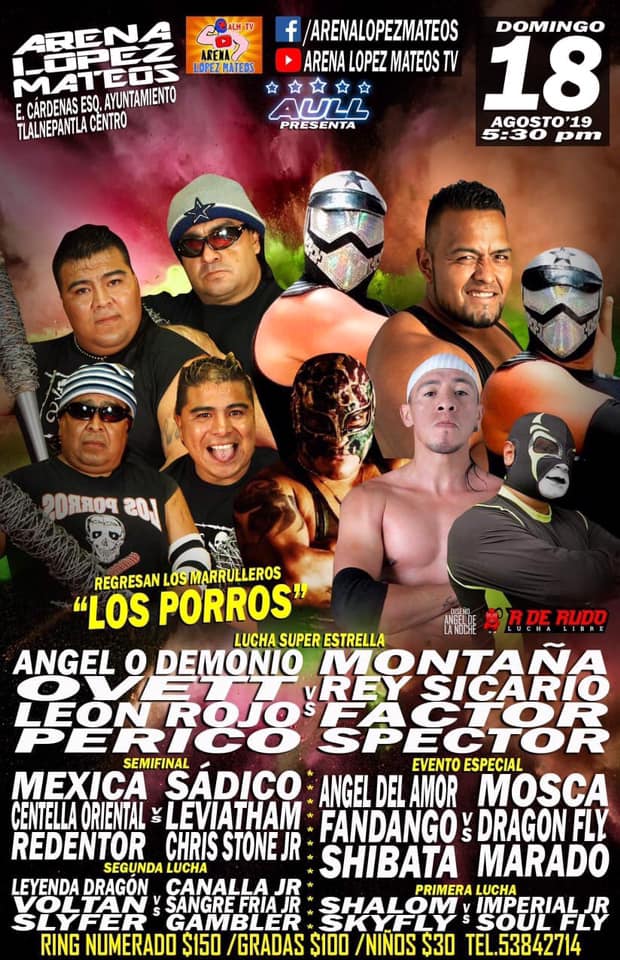 Carteleras de lucha libre del 15 al 21 de agosto de 2019