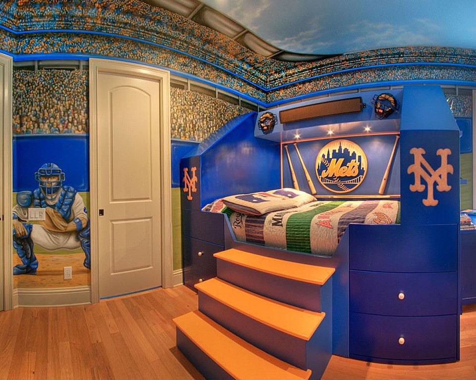 Cuarto adornado para fans de los New York Mets