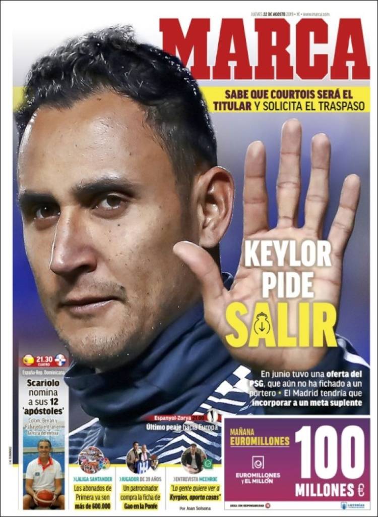 Las portadas de los principales dios deportivos del 22/08/19
