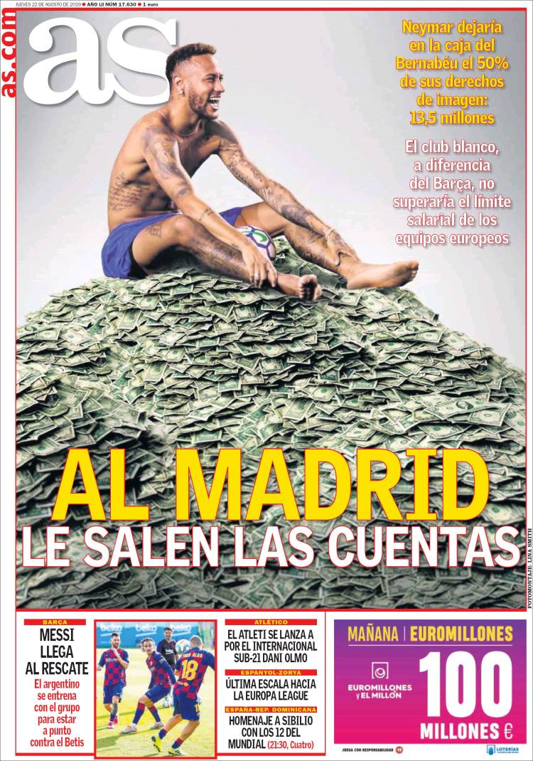 Las portadas de los principales dios deportivos del 22/08/19