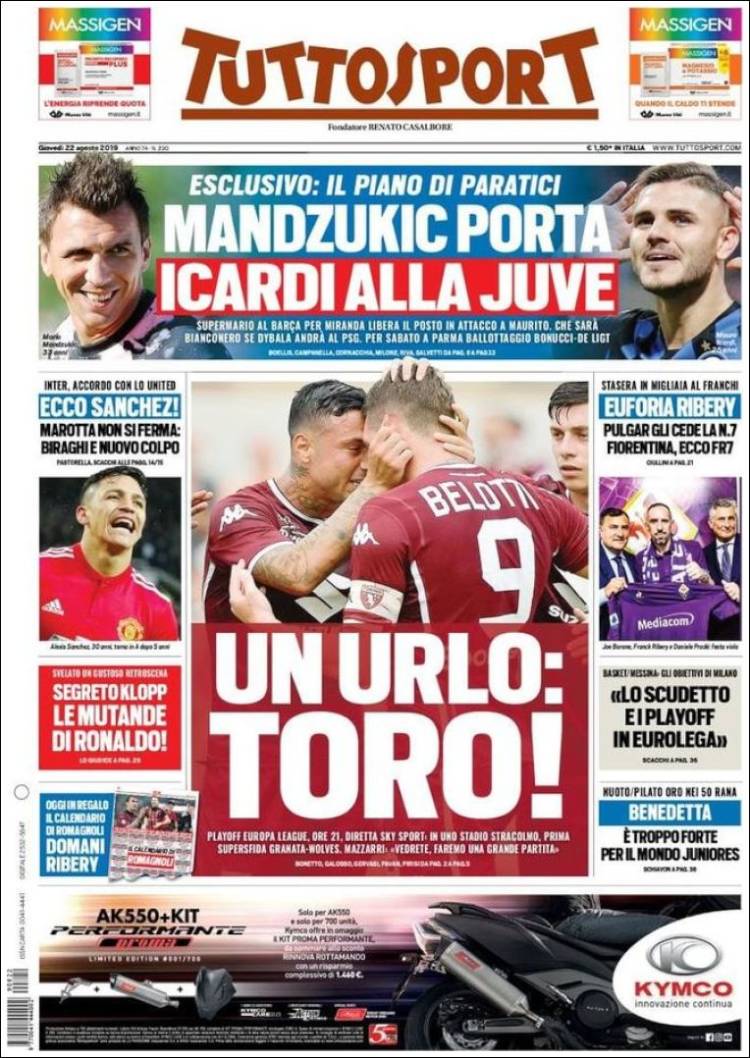 Las portadas de los principales dios deportivos del 22/08/19