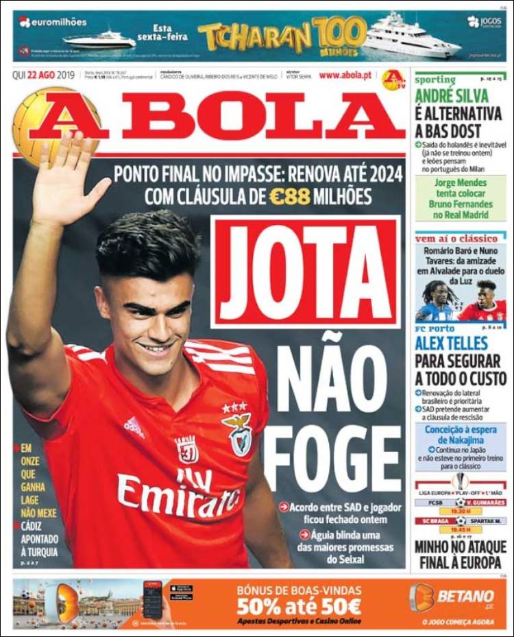 Las portadas de los principales dios deportivos del 22/08/19