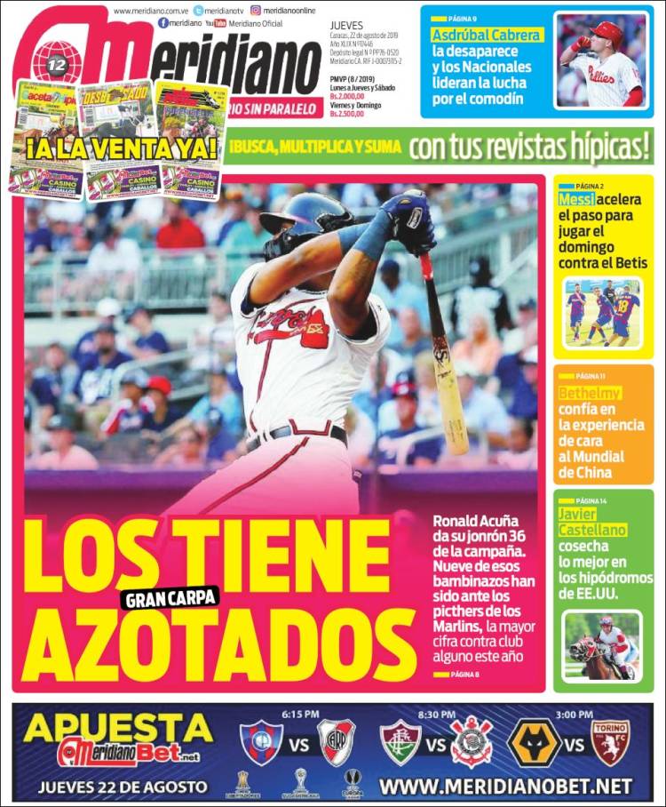 Las portadas de los principales dios deportivos del 22/08/19