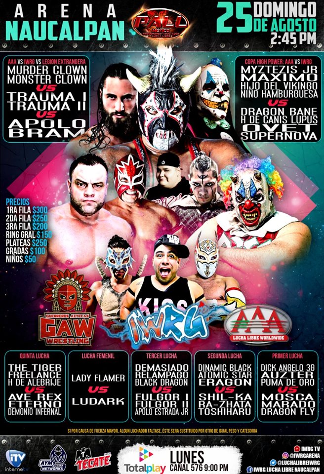 Los eventos de lucha libre del 22 al 28 de agosto.