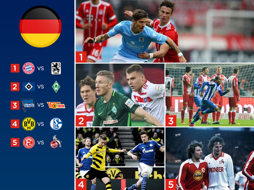 En la Bundesliga destaca el Bayern Munich vs Múnich 1890 o el Borussia Dortmund vs Schalke 04