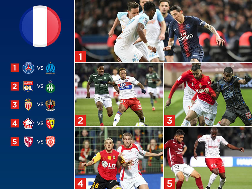 La Ligue 1 de Francia tiene el PSG vs Olympique Marsella, Mónaco vs Niza y más