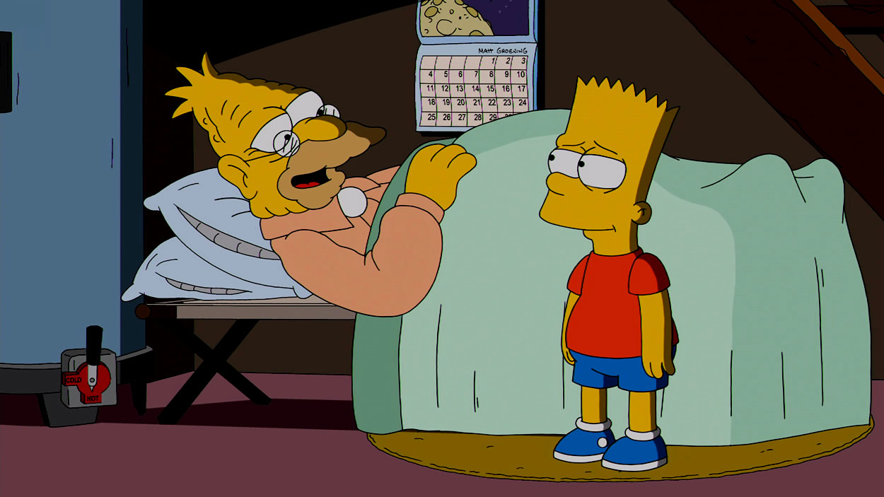 Abraham Simpson, el abuelo más amarillo y famoso de la televisión.