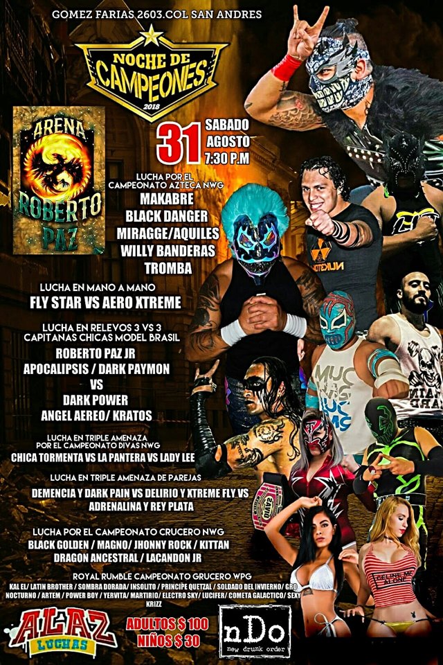 Carteleras de lucha libre del 29 de agosto al 4 de septiembre