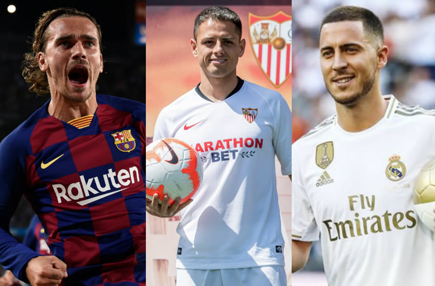 Chicharito, Harzard y Griezmann, de lo más destacado en el Mercado de Fichajes de LaLiga. Fotos: AFP, EFE y @hazardeden10
