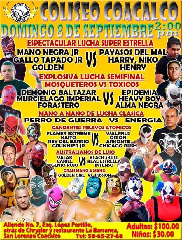 Los eventos de lucha libre del 5 al 11 de septiembre.