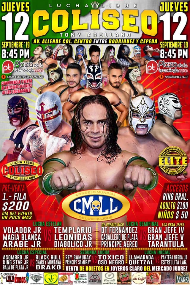 Los eventos de lucha libre del 12 al 18 de septiembre.