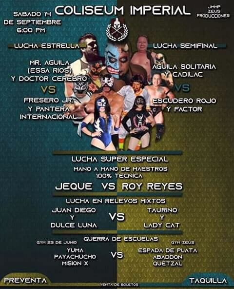 Los eventos de lucha libre del 12 al 18 de septiembre.